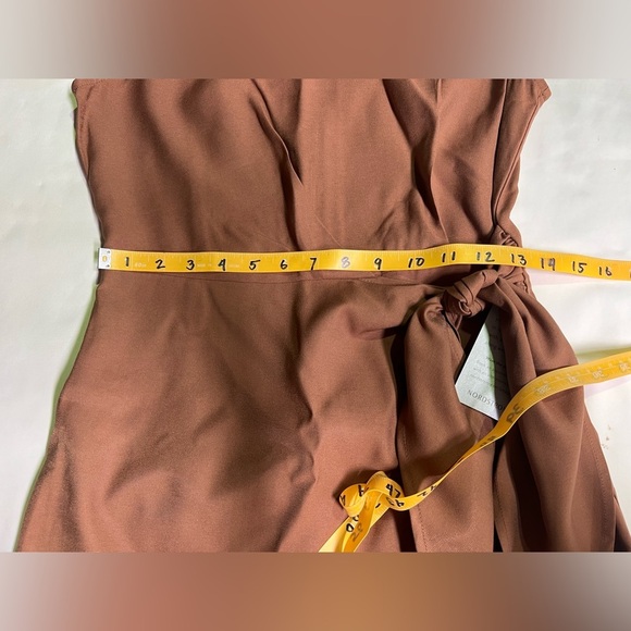 Elegant Brown Tie Waist Midi Dress Neiman Marcus - Picture 11 of 12
